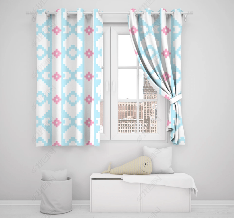 3D Abstract Blue Geometric Pattern Curtains and Drapes LQH 55- Jess Art Decoration