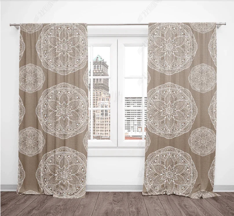 3D Hand Drawn Grey Floral Pattern Curtains and Drapes LQH 114- Jess Art Decoration