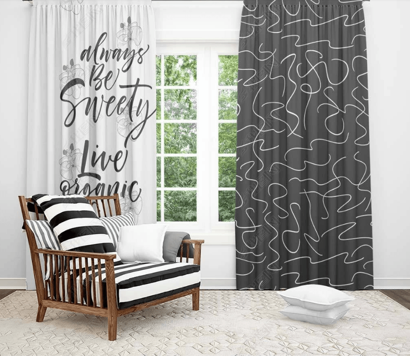 3D Abstract Black Geometric English Alphabet Curtains and Drapes LQH 119- Jess Art Decoration