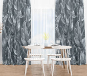 3D Tropical Grey Leaf Pattern Curtains and Drapes LQH 125- Jess Art Decoration