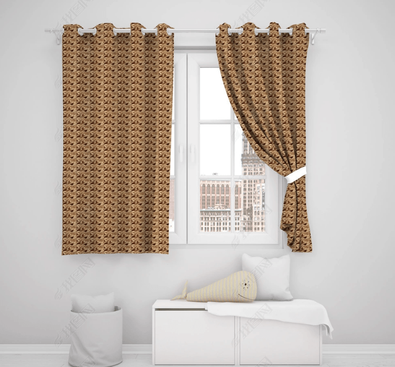 3D Abstract Brown Geometric Pattern Curtains and Drapes LQH 128- Jess Art Decoration