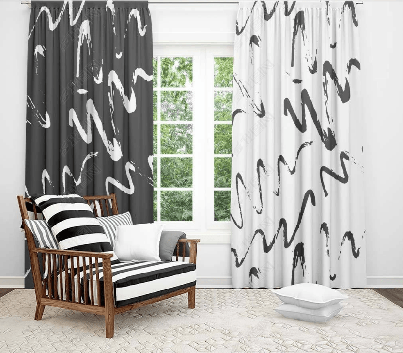 3D Abstract Black White Geometry Curtains and Drapes LQH 172- Jess Art Decoration
