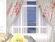 3D Hand Drawn Pink Leaf Pattern Curtains and Drapes LQH 200- Jess Art Decoration