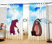 3D Watercolor Blue Sky Animal Bear Curtains and Drapes LQH 212- Jess Art Decoration