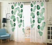 3D Watercolor Green Leaf Curtains and Drapes LQH 214- Jess Art Decoration