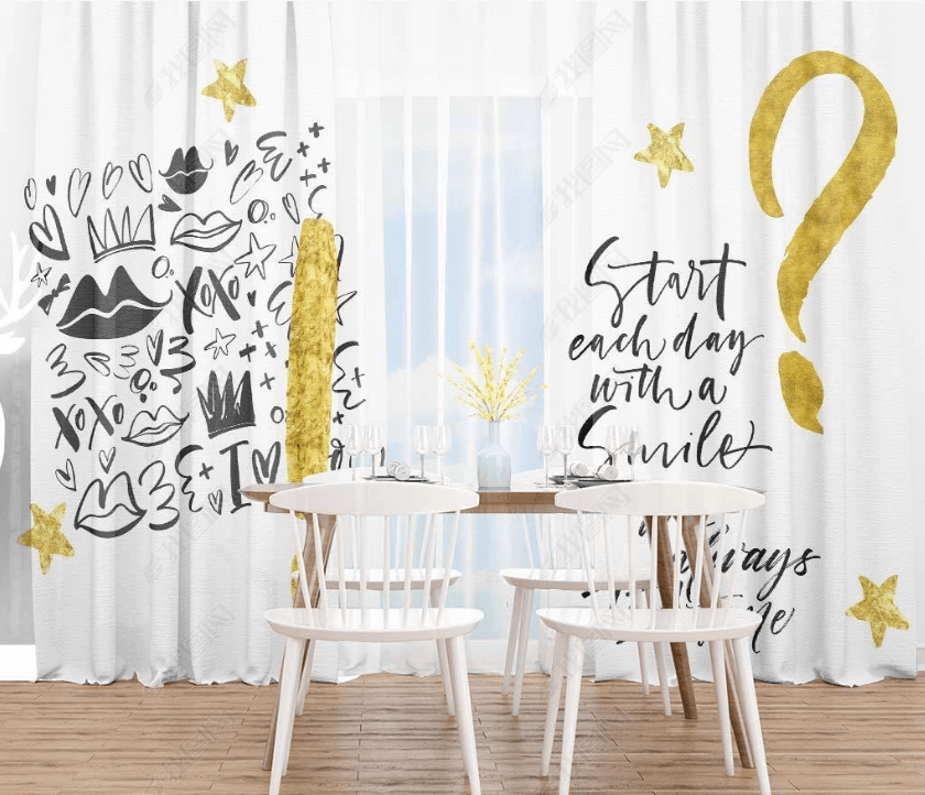 3D Abstract Black Graffiti Curtains and Drapes LQH 218- Jess Art Decoration