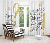 3D Abstract Black Graffiti Curtains and Drapes LQH 218- Jess Art Decoration