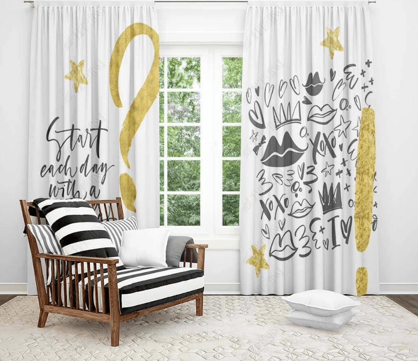 3D Abstract Black Graffiti Curtains and Drapes LQH 218- Jess Art Decoration