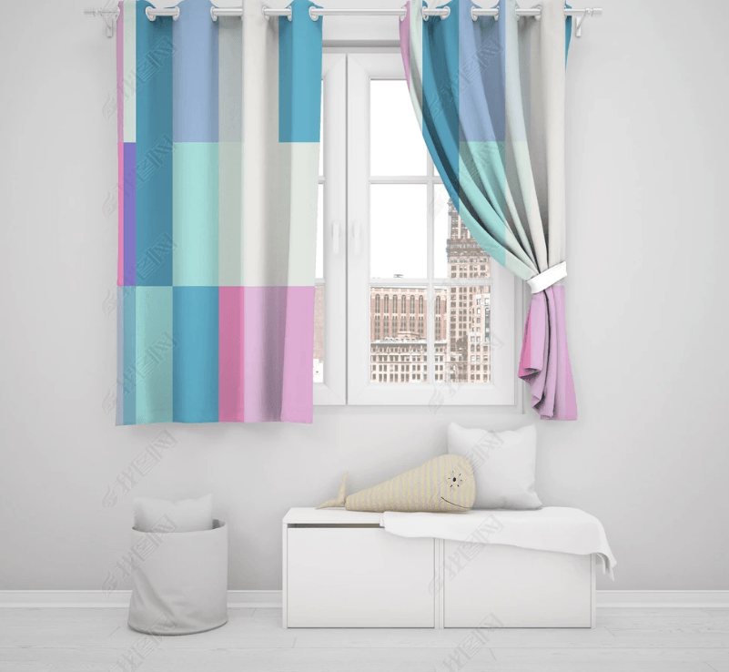 3D Abstract Color Geometry Curtains and Drapes LQH 230- Jess Art Decoration