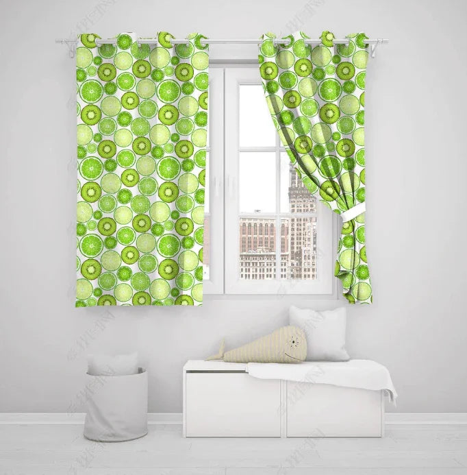 3D Hand Drawn Fruit Green Lemon Curtains and Drapes LQH 275- Jess Art Decoration
