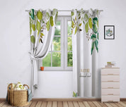 3D Hand Drawn Leaf Green Curtains and Drapes LQH 285- Jess Art Decoration