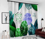 3D Hand Drawn Tropical Green Leaf Curtains and Drapes LQH 31- Jess Art Decoration