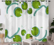 3D Hand Drawn Green Lotus Leaf Curtains and Drapes LQH 52- Jess Art Decoration
