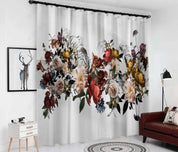 3D Hand Drawn Floral Leaves Curtains and Drapes LQH 74- Jess Art Decoration