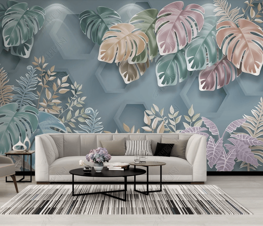 3D Hand Drawn Tropical Leaf Wall Mural Wallpaper LQH 13- Jess Art Decoration