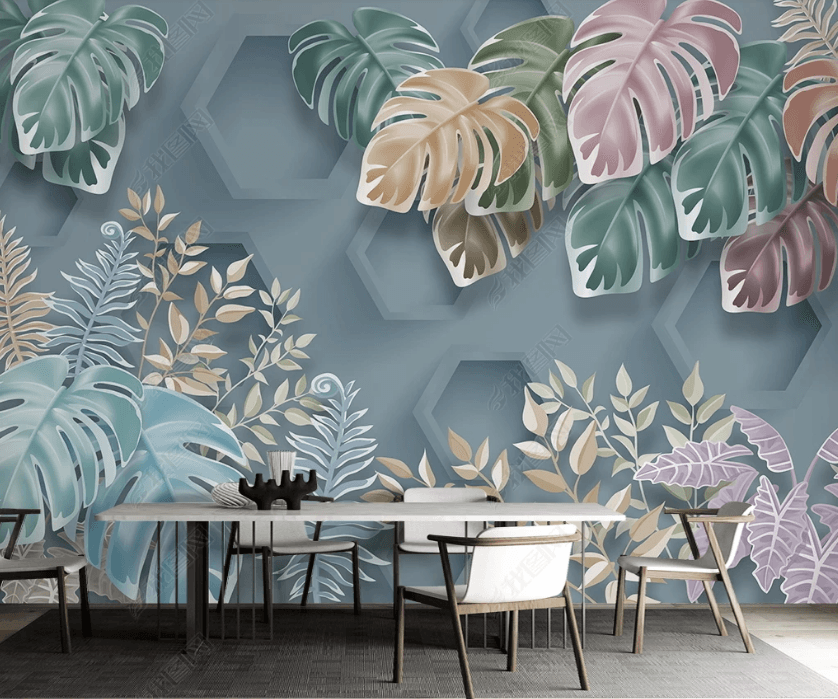 3D Hand Drawn Tropical Leaf Wall Mural Wallpaper LQH 13- Jess Art Decoration