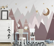 3D Hand Drawn Geometry Mountain Star Moon Wall Mural Wallpaper LQH 12- Jess Art Decoration