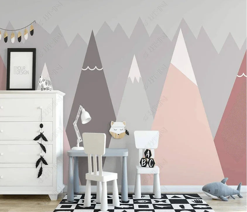 3D Hand Drawn Geometric Mountains Wall Mural Wallpaper LQH 26- Jess Art Decoration