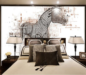 3D Retro Animal Horse Wall Mural Wallpaper LQH 163- Jess Art Decoration