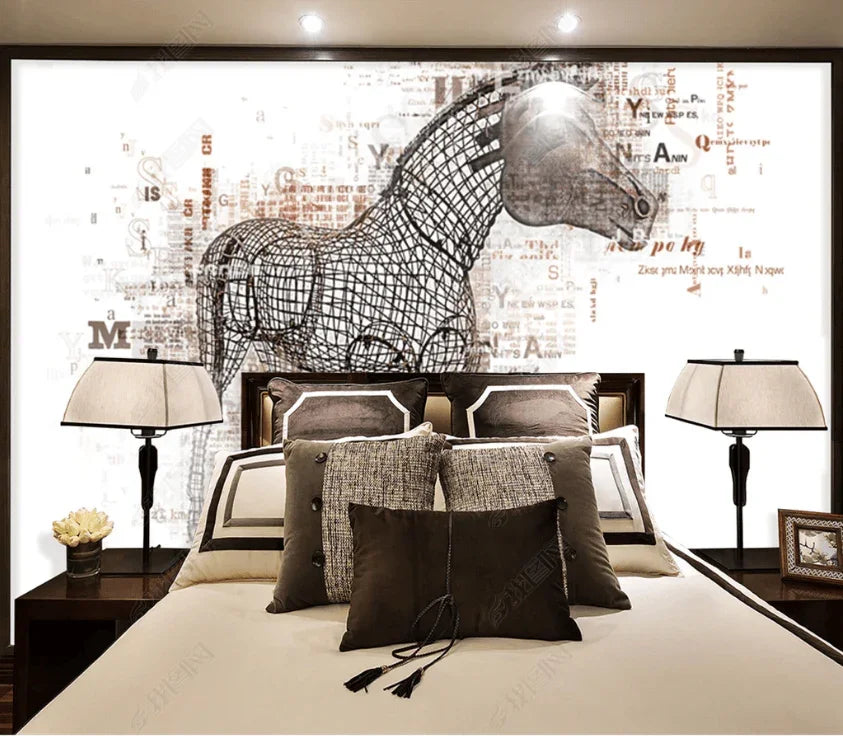 3D Retro Animal Horse Wall Mural Wallpaper LQH 163- Jess Art Decoration