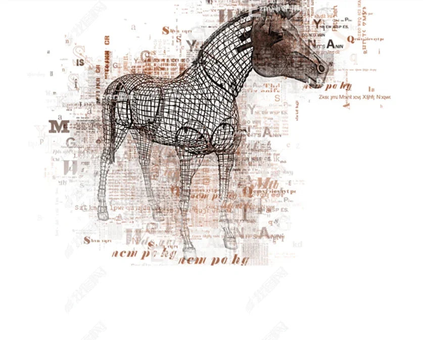 3D Retro Animal Horse Wall Mural Wallpaper LQH 163- Jess Art Decoration