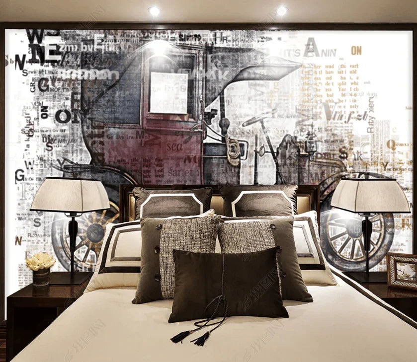 3D Hand Drawn Retro Carriage Wall Mural Wallpaper LQH 174- Jess Art Decoration
