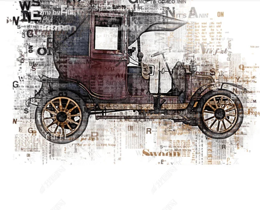 3D Hand Drawn Retro Carriage Wall Mural Wallpaper LQH 174- Jess Art Decoration