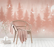 3D Hand Drawn Pink Forest Bird Wall Mural Wallpaper LQH 225- Jess Art Decoration
