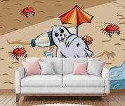 3D Cartoon Animal Seal Beach Crab Wall Mural Wallpaper LQH 75- Jess Art Decoration