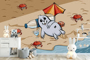 3D Cartoon Animal Seal Beach Crab Wall Mural Wallpaper LQH 75- Jess Art Decoration
