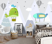 3D Cartoon Mountain Hot Air Balloon Wall Mural Wallpaper LQH 128- Jess Art Decoration