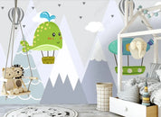 3D Cartoon Mountain Hot Air Balloon Wall Mural Wallpaper LQH 128- Jess Art Decoration
