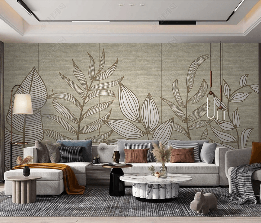 3D Retro Leaf Pattern Wall Mural Wallpaper LQH 108- Jess Art Decoration