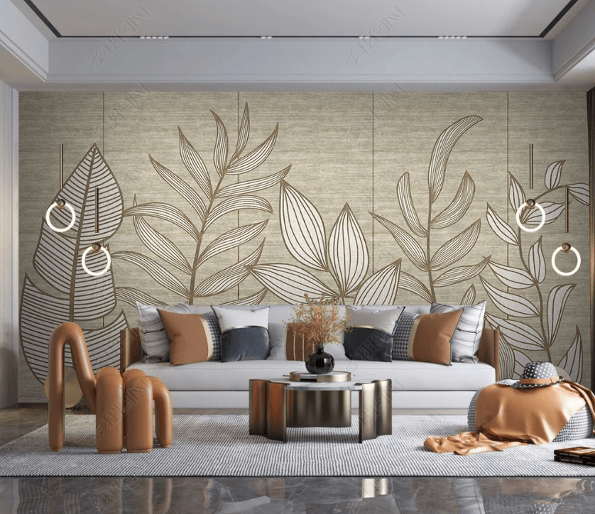 3D Retro Leaf Pattern Wall Mural Wallpaper LQH 108- Jess Art Decoration