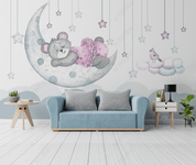 3D Northern Europe Hand-painted Bear Moon Star Wall Mural Wallpaper SWW2704- Jess Art Decoration