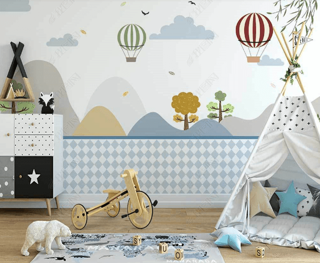 3D Northern Europe Hand-painted Hot AirBalloon Forest Wall Mural Wallpaper SWW2708- Jess Art Decoration