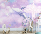 3D Northern Europe Hand-painted Whale Clouds Wall Mural Wallpaper SWW2645- Jess Art Decoration