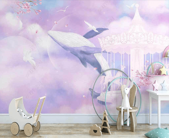 3D Northern Europe Hand-painted Whale Clouds Wall Mural Wallpaper SWW2645- Jess Art Decoration