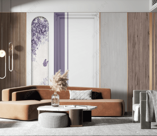 3D Wooden Grid Marble Floral Wall Mural Wallpaper SWW2823- Jess Art Decoration