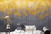 3D Hand Drawn Golden Forest Wall Mural Wallpaper LQH 39- Jess Art Decoration