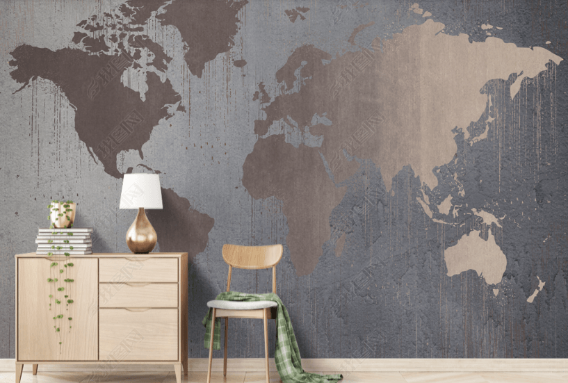 3D Hand Drawn Grey World Map Wall Mural Wallpaper LQH 173- Jess Art Decoration