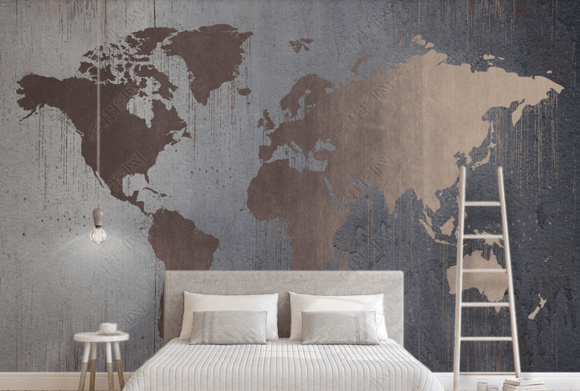 3D Hand Drawn Grey World Map Wall Mural Wallpaper LQH 173- Jess Art Decoration