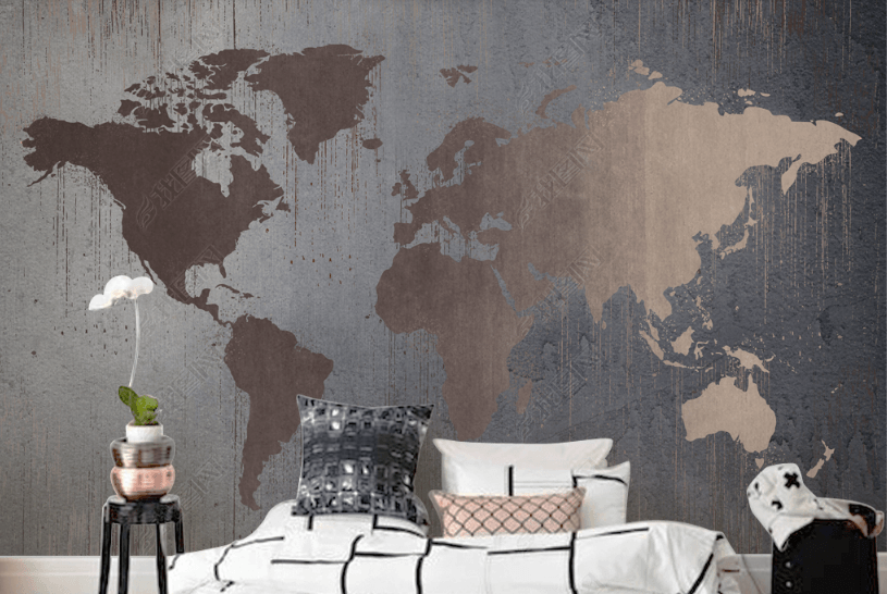 3D Hand Drawn Grey World Map Wall Mural Wallpaper LQH 173- Jess Art Decoration