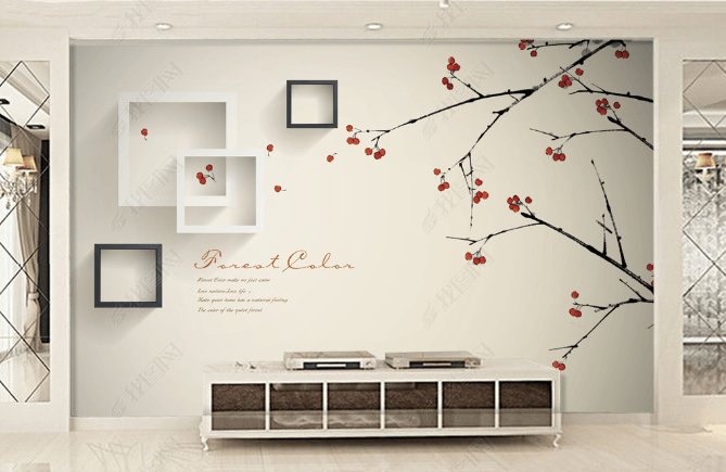 3D Plum Blossom Branch Wall Mural Wallpaper LQH 121- Jess Art Decoration