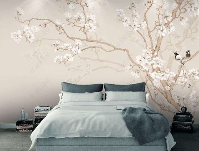 3D Hand Drawn Plum Blossom Branch Bird Wall Mural Wallpaper LQH 216- Jess Art Decoration