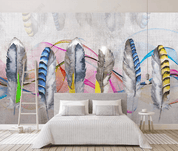 3D Hand Drawn Marble Color Feather Wall Mural Wallpaper LQH 253- Jess Art Decoration