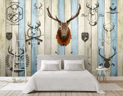 3D Wood Plank Texture Elk Wall Mural Wallpaper LQH 59- Jess Art Decoration