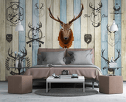 3D Wood Plank Texture Elk Wall Mural Wallpaper LQH 59- Jess Art Decoration