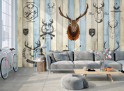 3D Wood Plank Texture Elk Wall Mural Wallpaper LQH 59- Jess Art Decoration