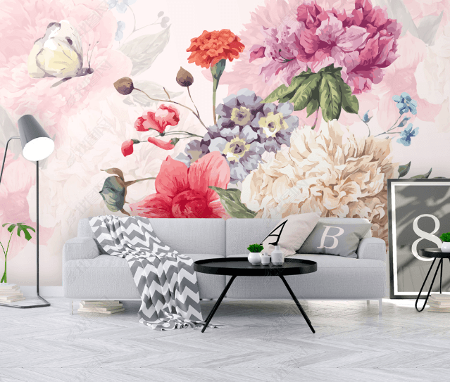 3D Watercolor Pink Floral Wall Mural Wallpaper LQH 49- Jess Art Decoration